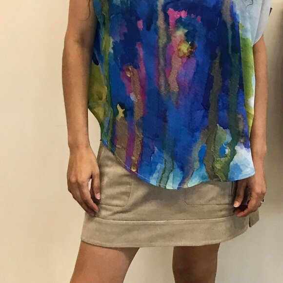 BCBG Maxazria Tan Faux Suede Mini Skirt Sz 4 - Picture 4 of 5